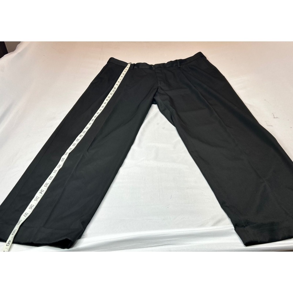 Haggar Mens Classic Fit Pleated Cuffed Dress Pants Black 40x29 Trousers